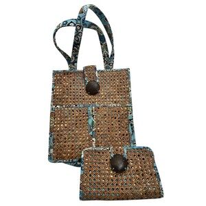 Vera Bradley Bali Blue Hope Garden Structured Tiki Tote Bags Set *HTF Retired*